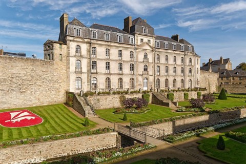 The Chateau de l'Hermine, the ermine castle, with garden on the ramparts to the old town of Vannes