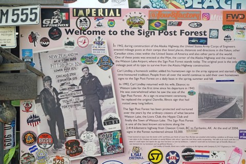 Enlightenment to the signpost forest, Watson Lake, Yukon Territory, Alaska Highway, Canada, North