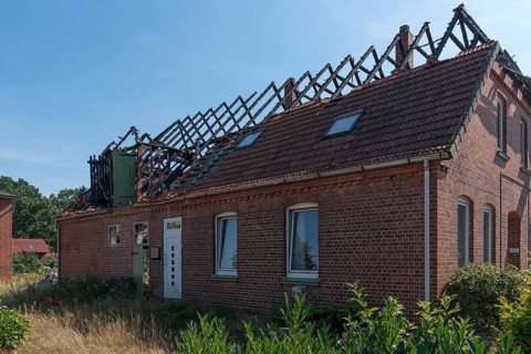Burnt down single-family house, Lower Saxony, Germany, Europe