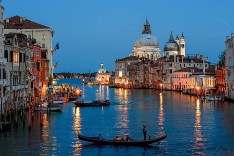 View from the Ponte de L'Accademia to the Grand Canal and the Basilica of Santa Maria della Salute,