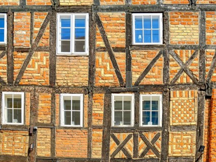 Concept and symbol image, concept of the half-timbered house, illustrated using the example of the