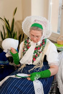 White embroiderer in Bad Muskau traditional costume