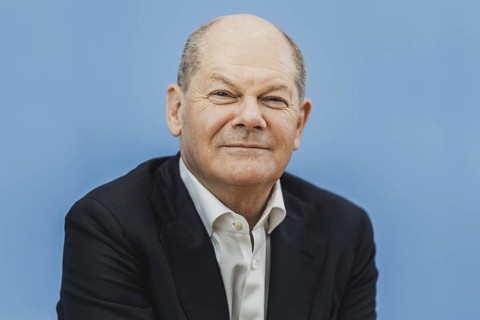 Olaf Scholz (SPD), Federal Chancellor, recorded at a federal press conference on current domestic