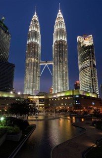 KUALA LUMPUR, MALAYSIA, MAY 5: Petronas Twin Towers in twilight on May 5, 2011 in Kuala Lumpur.