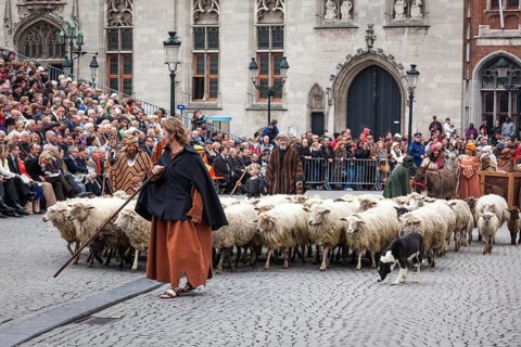 BRUGES, BELGIUM, MAY 17: Annual Procession of the Holy Blood on Ascension Day. Locals perform an