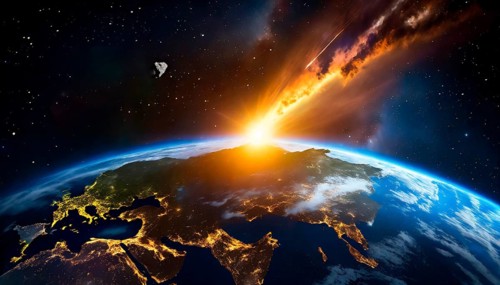 Cosmic catastrophe in space, environmental disaster caused by the impact of an asteroid on Earth,