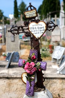Cross on gravestone, cemetery in Puimoisson, Provence, region Provence-Alpes-Côte d'Azur,