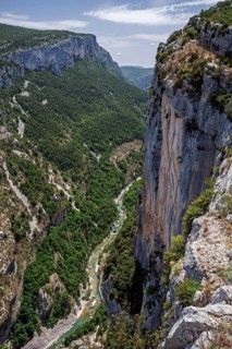 View into the Verdon Gorge at the Belvedere de la Dent d Aire, below river Verdon, Grand Canyon du