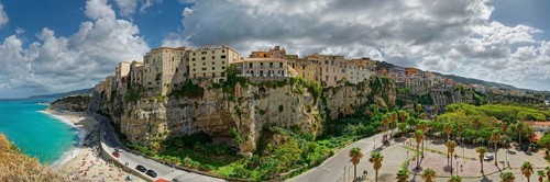 The medieval old town of Tropea with its turquoise sea and sandy beaches, Tropea, Vibo Valentia,