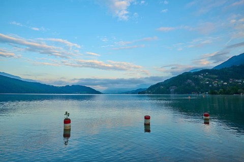 Lake, sky, clouds, twilight, sunrise, summer, Lake Millstatt, Döbriach, Carinthia, Austria, Europe