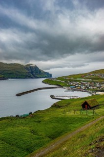 Overlook over Eidi, Eysturoy, Faroe islands, Denmark, Europe