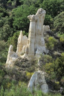 Strange rock formations created by water erosion at the Orgues d'Ille-sur-Têt in the