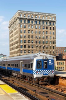 Metro-North Railroad commuter train at Harlem 125th Street station in New York, USA, North America