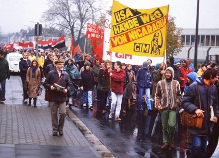 DEU, Germany: The historical slides from the 84-85 r years, Bonn. Rally, Solidarity with Nicaragua