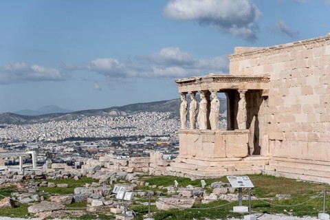 Erechtheion Temple with Caryatids, Caryatid Hall, Acropolis, Athens, Greece, Europe
