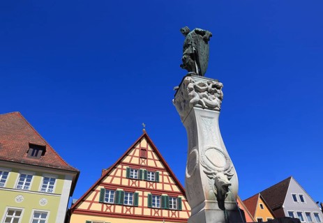 Germany, Middle Franconia, town of Weissenburg, fountain figure, Luitpold of Bavaria, in the