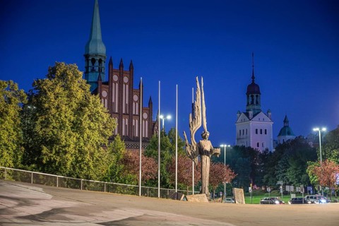Memorial to the fallen shipyard workers of 1970, Malopolska, Szczecin, West Pomeranian Voivodeship,