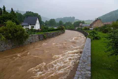 Mühlbach in the Müglitz Valley during heavy rainfall