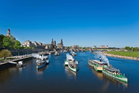 Steamboat parade on the Elbe