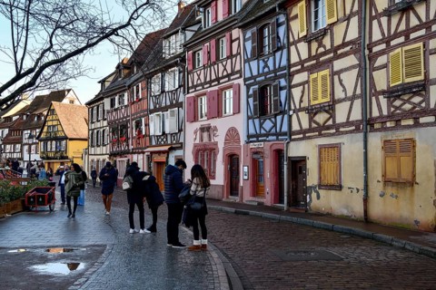 Half-timbered houses, Petite Venise, Little Venice, Colmar, Département Haut-Rhin, Alsace, France,
