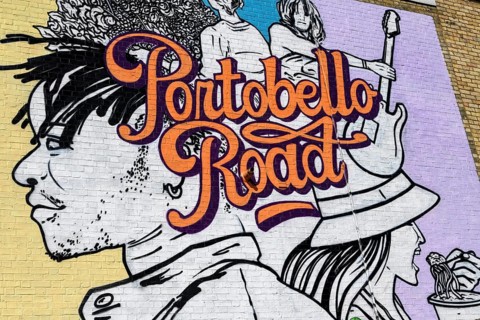 Mural on a house wall, Portobello Road, Notting Hill, London, England, United Kingdom, Europe