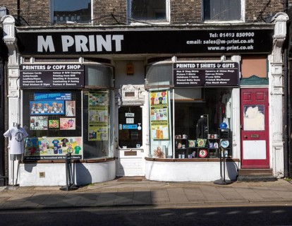 M Print printers and copy shop in town centre, Great Yarmouth, Norfolk, England, UK