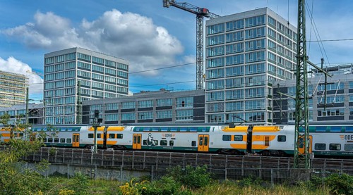 Regional and long-distance trains of Deutsche Bahn, Berlin-Moabit, Europacity, Germany, Europe