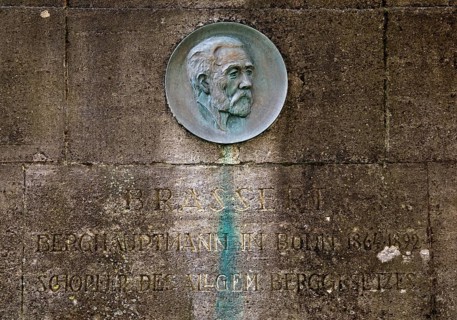 Detail Brassert Monument by Hubert Netzer, Hermann Brassert elaborated the Prussian Mining Law of