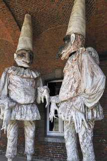 Carnival figures in the Museum of Carnival and Mask, Musée du Carnaval et du masque at Binche,