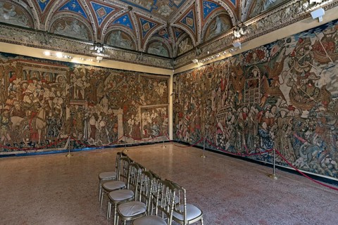 Historic tapestries in a room in the Villa del Principe, Palazzo di Andrea Doria, Piazza dei