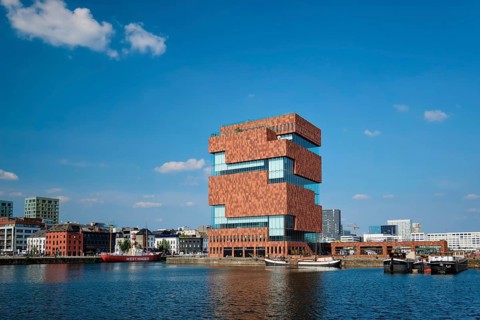 ANTWERP, BELGIUM, MAY 26, 2018: MAS (Museum aan de Stroom) (Museum by the River) on river Scheldt.