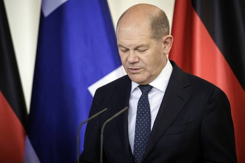 Olaf Scholz, Federal Chancellor, photographed at a press conference after the joint talks with