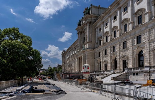 Burggarten Vienna, construction site at the Hofburg Imperial Palace, Vienna Austria