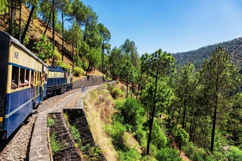 HIMACHAL PRADESH, INDIA, MAY 12, 2010: Toy train of Kalka-Shimla Railway, narrow gauge railway