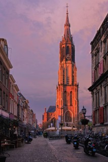 Delft, Netherlands, May 12, 2017: Nieuwe Kerk New Church protestant church on Delft Market Square