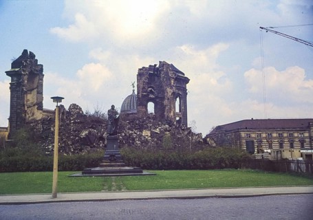 Rubble of the Dresden Frauenkirche by George Bähr, burnt out after the bombing raid of 13 February