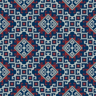 Traditional Georgian folk art embroidery vector pattern