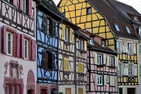 Half-timbered facades, Petite Venise, Little Venice, Colmar, Département Haut-Rhin, Alsace, France,