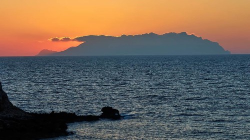 Sunset, Marettimo Island, Cala Faraglione, Il Faraglione, Levanzo, Egadi Islands, Sicily, Italy,