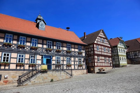 Second smallest town in Germany, Ummerstadt in the district of Hildburghausen, market square with