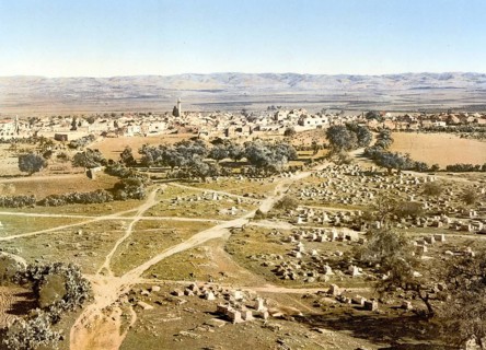 Panoramic view from the tower of the Fort Martyrs, Ramleh, Ramlah, Holy Land, Israel, c. 1890,