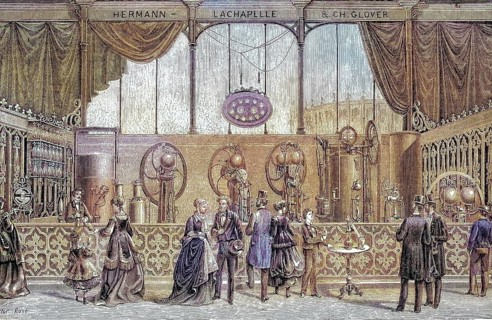 International Exhibition in Le Havre 1868, water bubbling apparatus, gas water apparatus, automatic