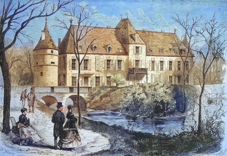 Chateau dAugerville in 1869, Centre-Val de Loire, France, Historic, digitally restored reproduction