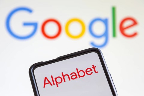 Google and Alphabet logo of the computer hardware software and search engine producer on a mobile
