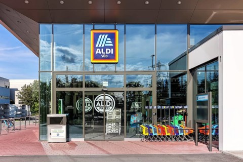 Aldi Süd modern branch discounter supermarket shop in Stuttgart, Germany, Europe