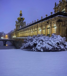 Snow-covered Zwinger in the evening