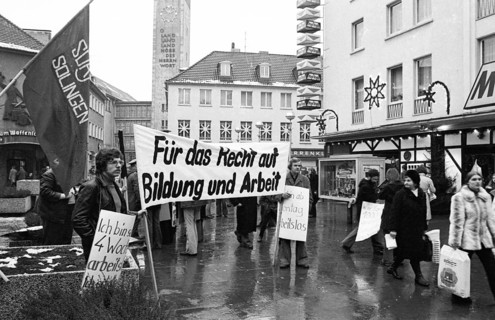 Young unemployed people demonstrated against unemployment and apprenticeship cuts in Solingen,