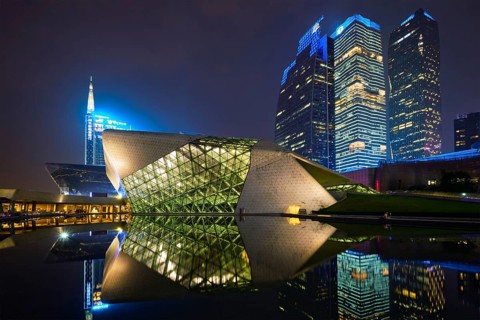 GUANGZHOU, CHINA, APRIL 27, 2018: Guangzhou Opera House designed by famous Iraqi architect