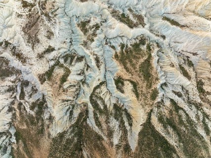 Bare ridges of eroded sandstone in the badlands of the Tabernas Desert, Europe's only true desert,