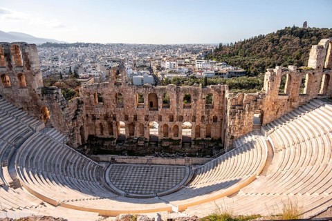 Amphitheatre, Odeon of Herodes Atticus, Acropolis, Athens, Greece, Europe